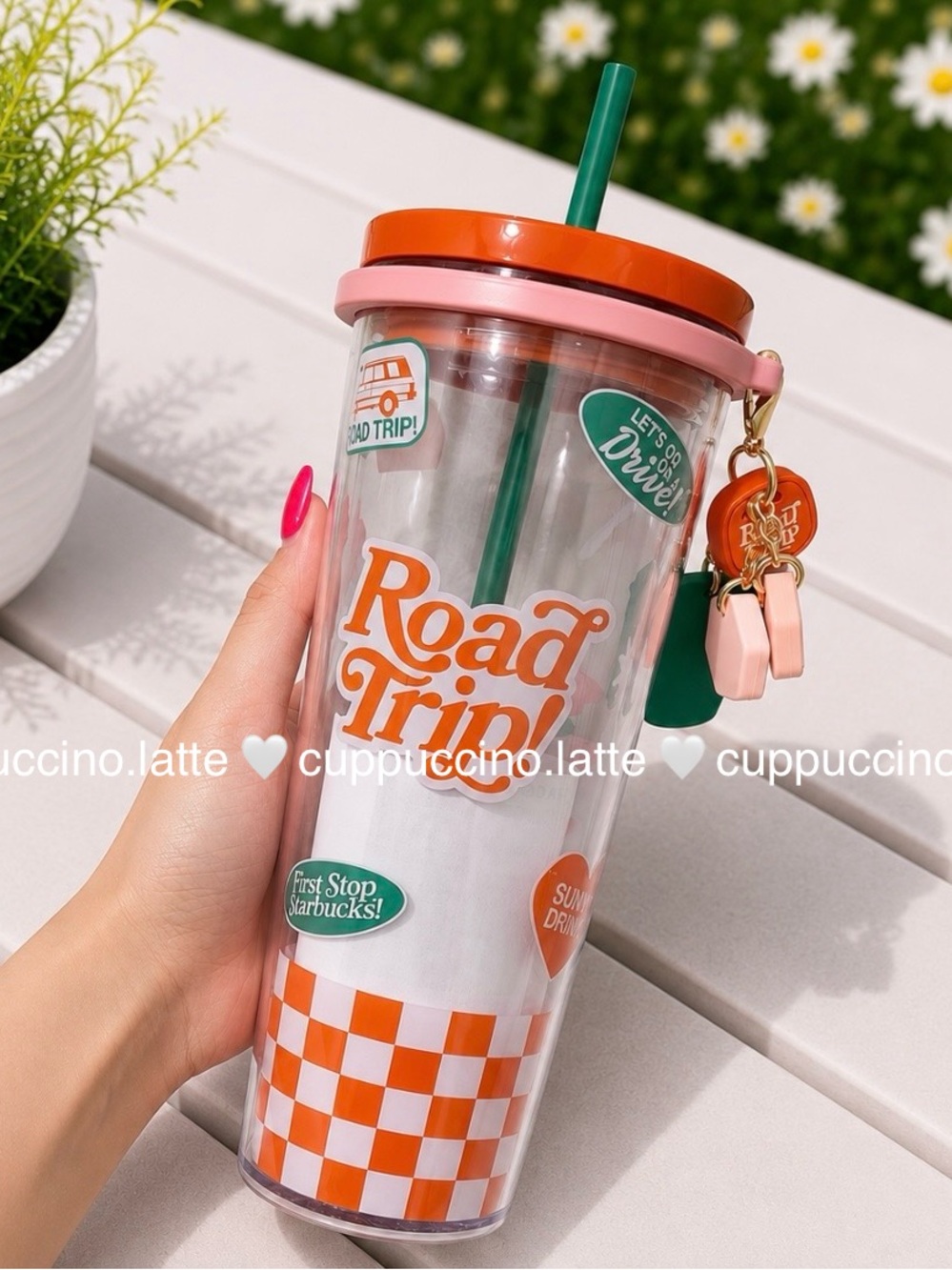 NWT Starbucks + Dandy Summer Road Trip Cold Cup Tumbler with Dangle Charms